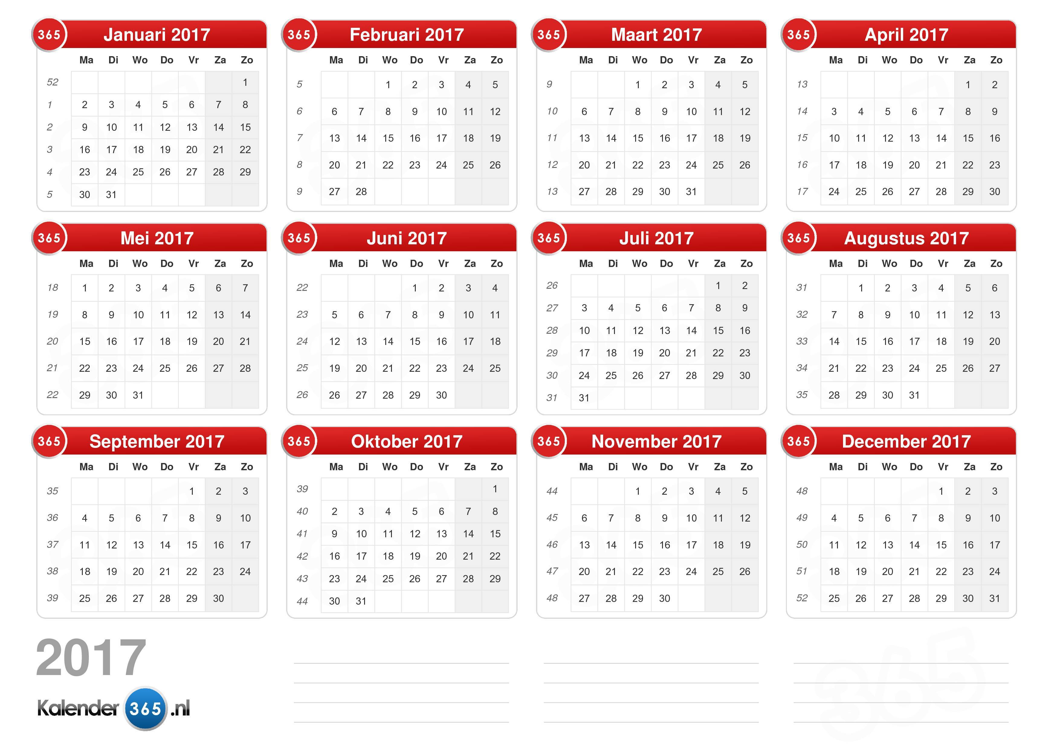 Catastrofaal zanger parallel Kalender 2017