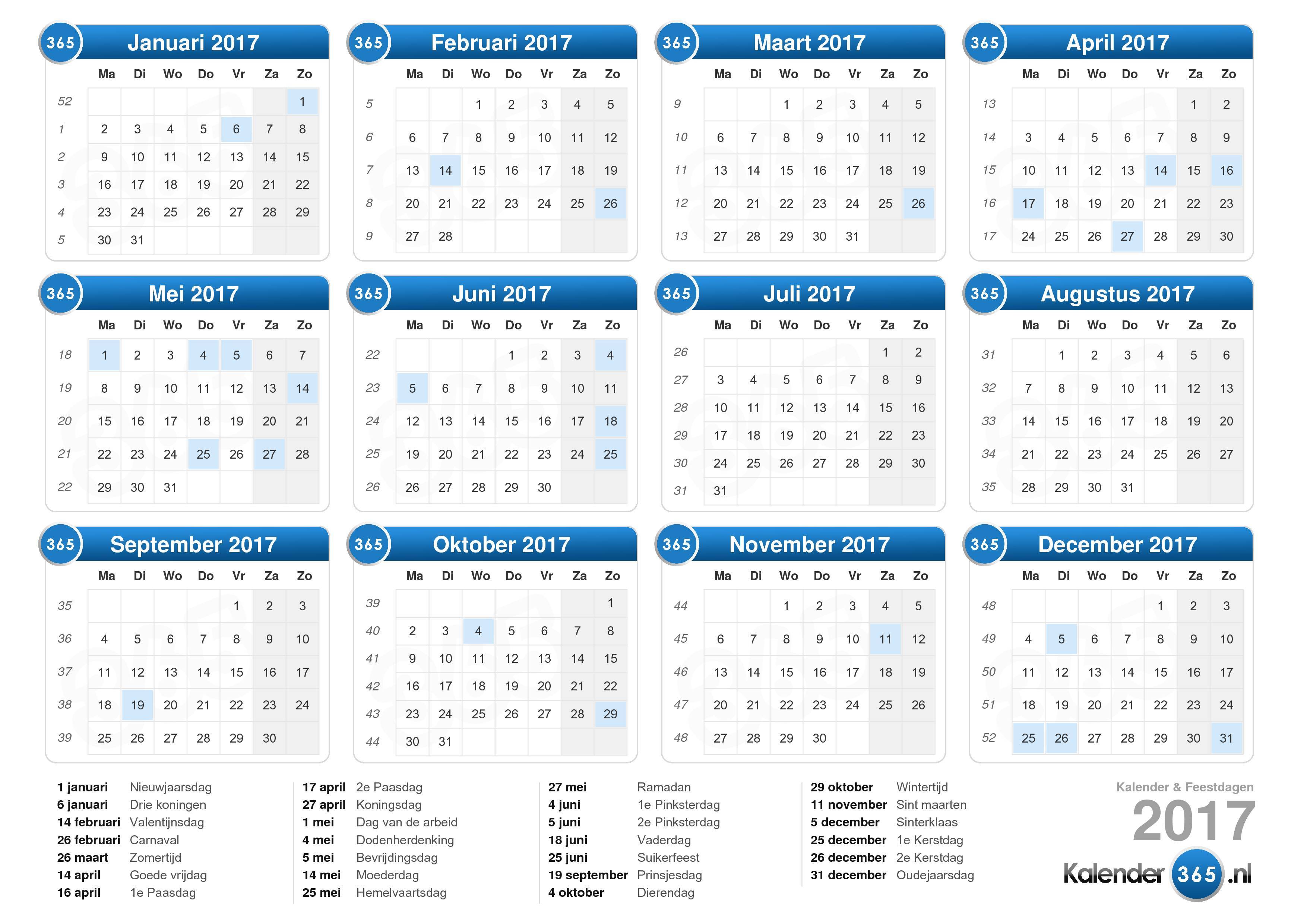 Catastrofaal zanger parallel Kalender 2017