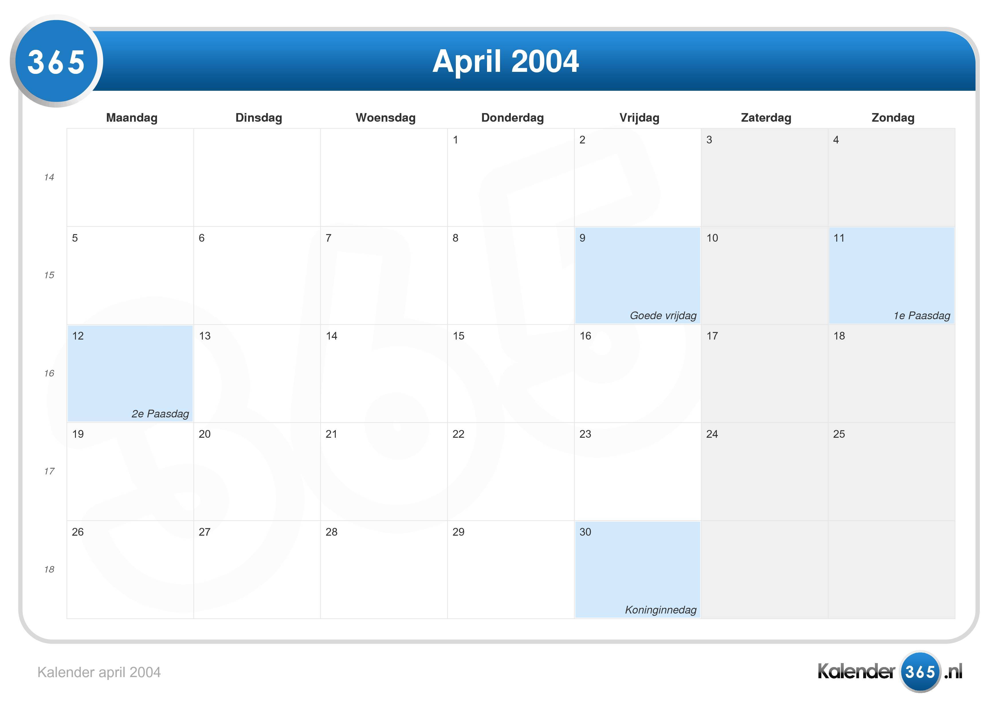 Kalender april 2004