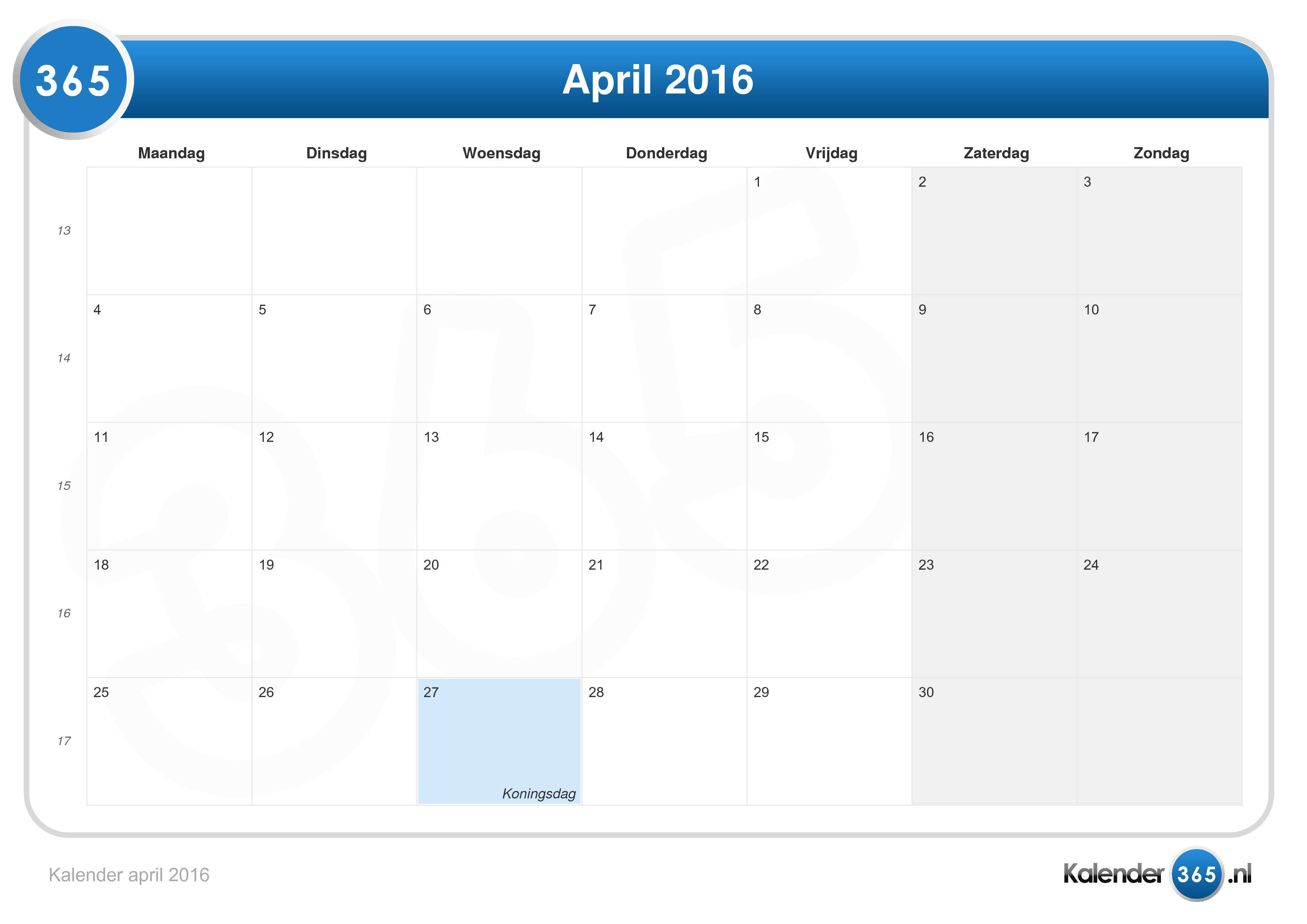 Duizeligheid Concentratie schokkend Kalender april 2016