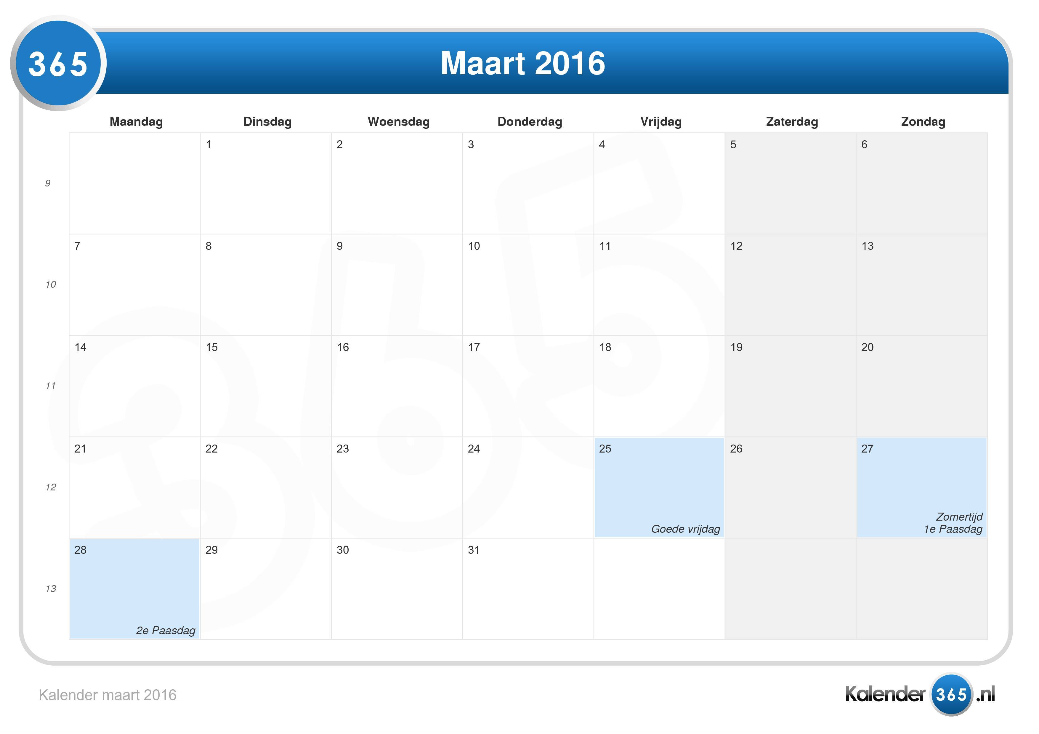 Kalender maart