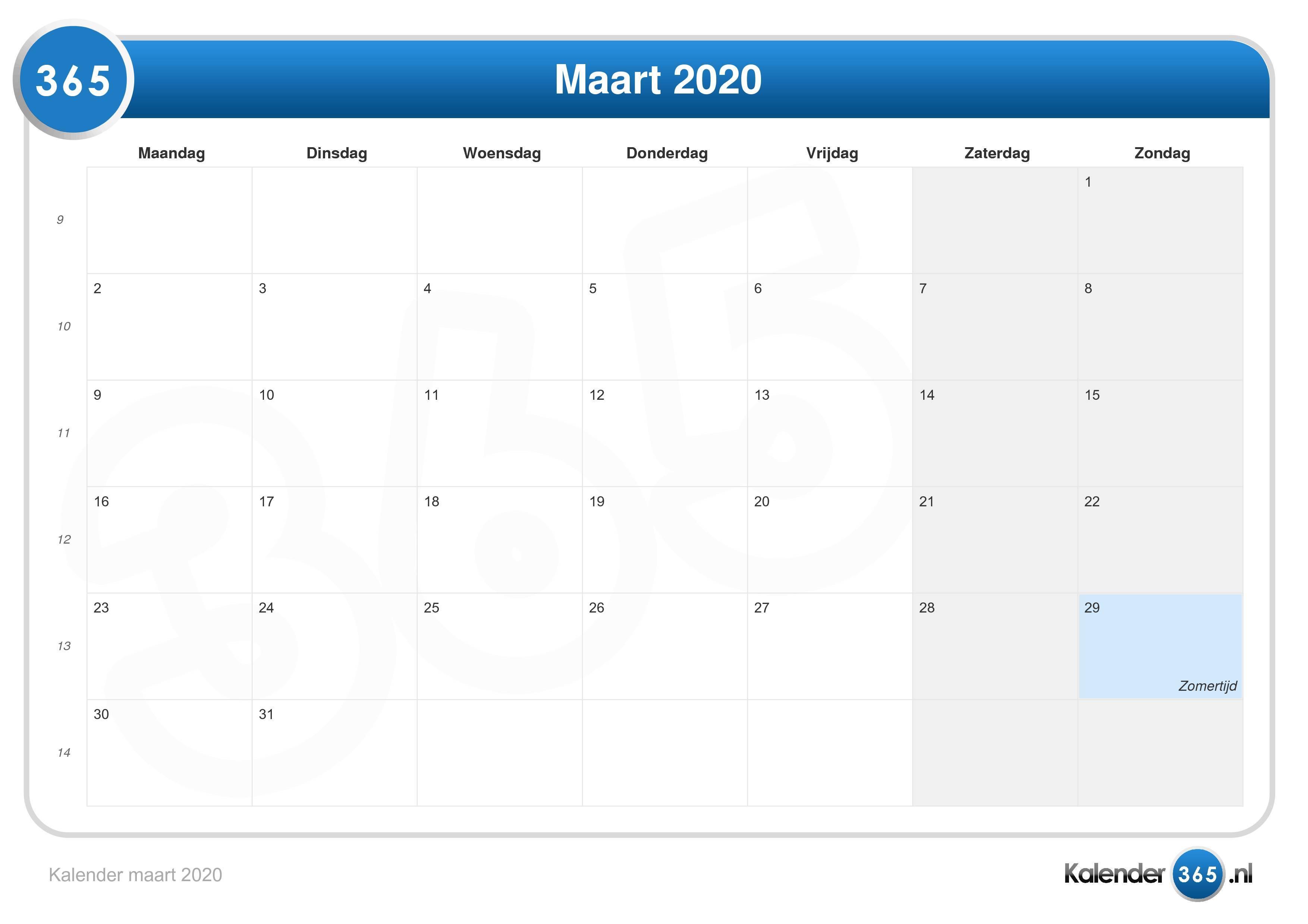 Kalender maart 2020